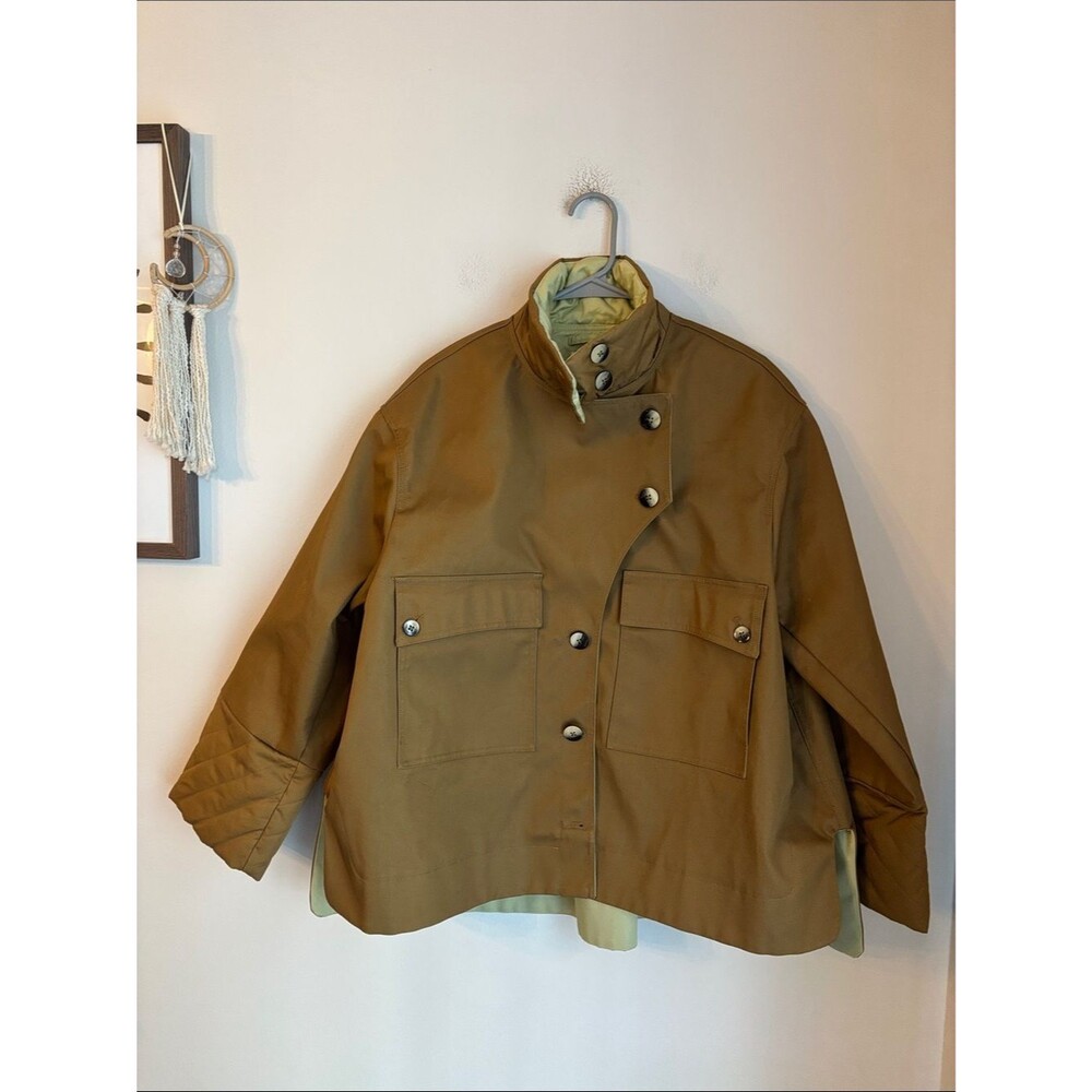 Ganni double twill women oversized utility chore cropped Jacket trench coat 38 M - Picture 6 of 16